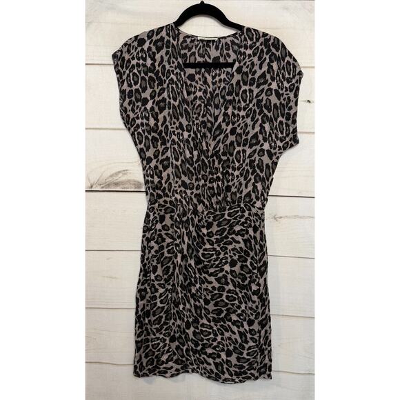 Ulla Johnson Size 6 Dress Black Grey Animal Print Chic 100% Silk - Picture 1 of 6